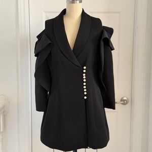 Black Cold Shoulder Blazer Mini Dress